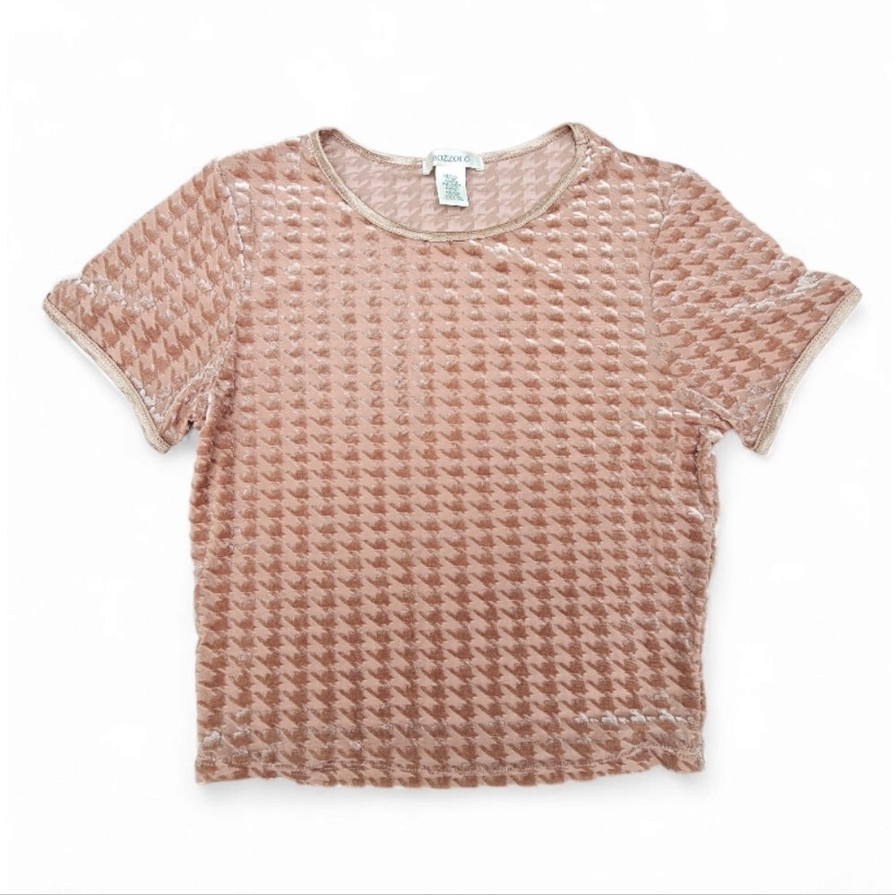 Bozzolo Light Brown Velvet Crop Top, Size M